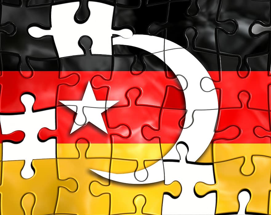 Curcan, steaguri, străini, Germania, include, includere, imigranți, steag, comunitate, semilună, integrare