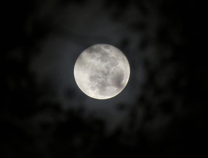 mēness, luna, naktī, debesis