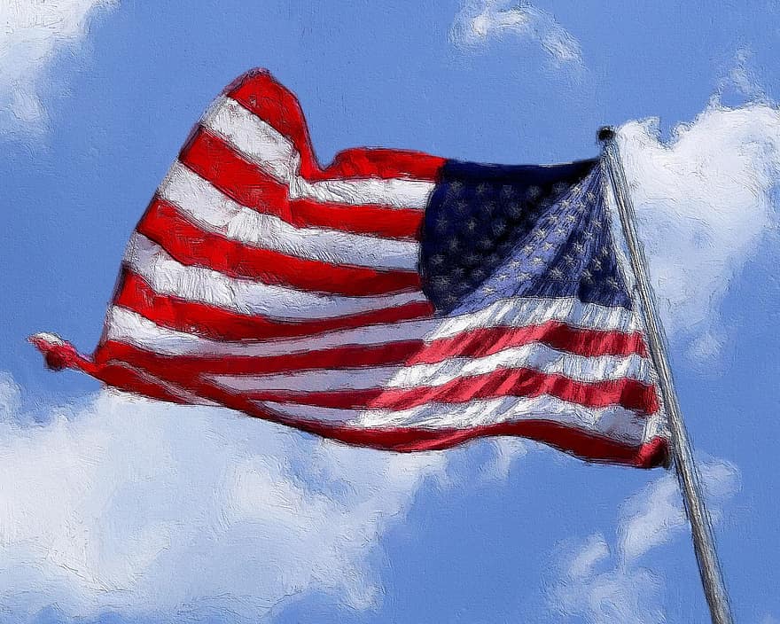 САЩ, американско знаме, банер със звездичка