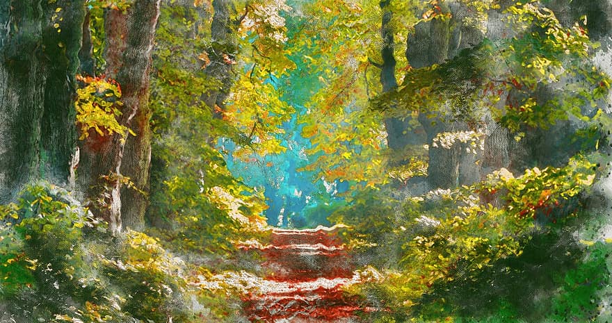 les, krajina, cesta, strom, dřevo, Příroda, přírodní, podzim, scénický, slunečního světla, silnice