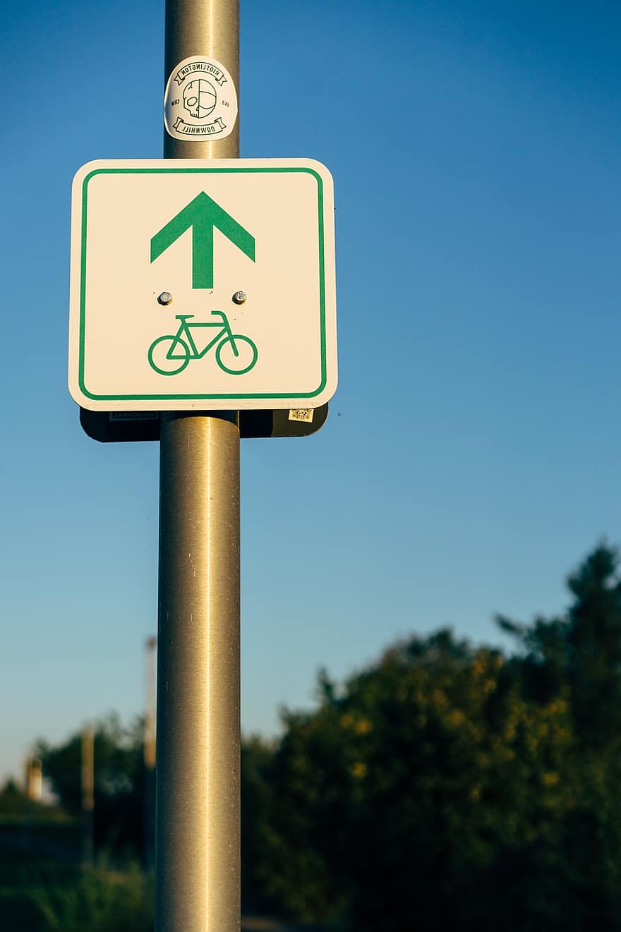 dviračiu, kelias, asfalto, kelio ženklas, dangos, kelionė, miestas, kelio, linija, ženklai, simbolis