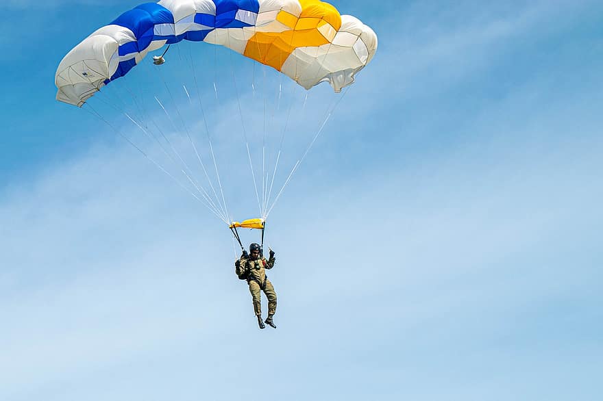 parachutist, parachute, leger, manoeuvres, vallen