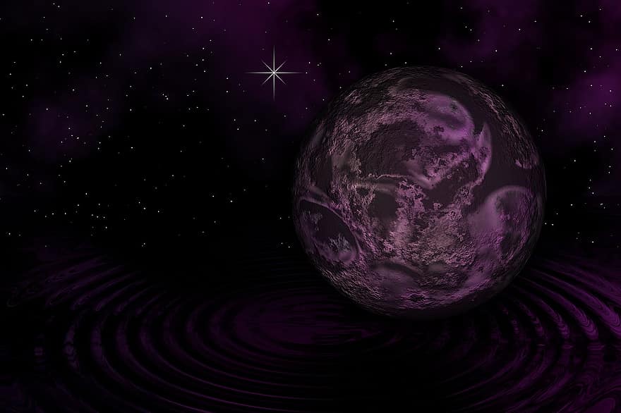 planet, fantasi, tidak nyata, bola, gelap, fiksi ilmiah, malam, violet