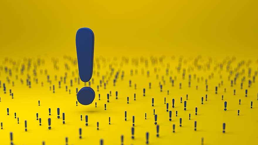 Exclamation Point, 3d Render, Yellow Wallpaper, Background