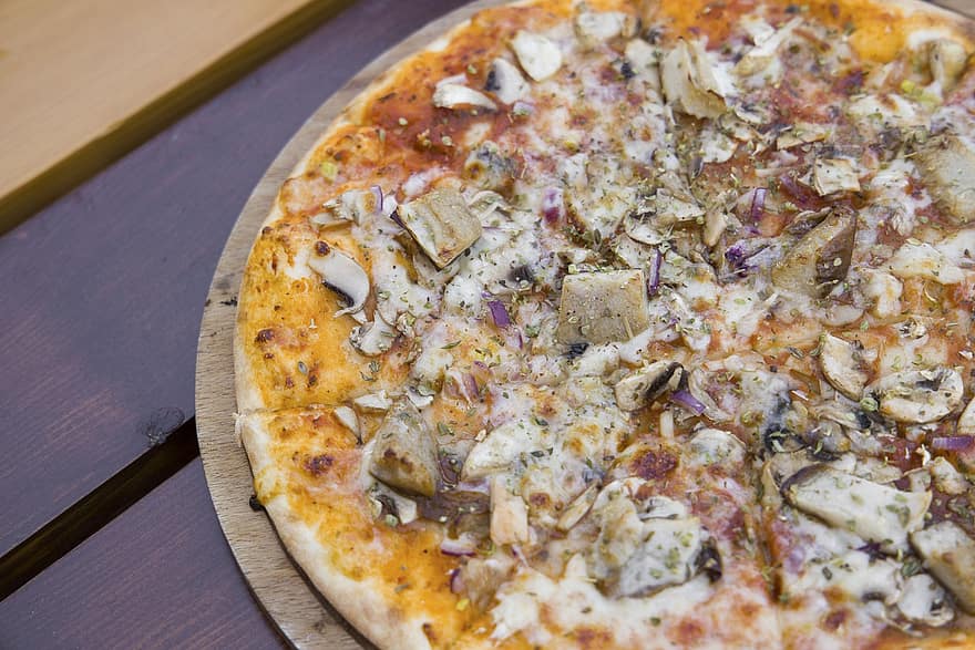 Pizza, comida, bocadillo, plato, comida rápida, gastrónomo, masa, queso, queso Mozzarella, vegetal, seta