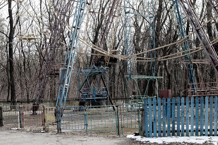 Playground, Nature, Park, Pandemic, Covid, wood, winter, fence, tree, blue, old