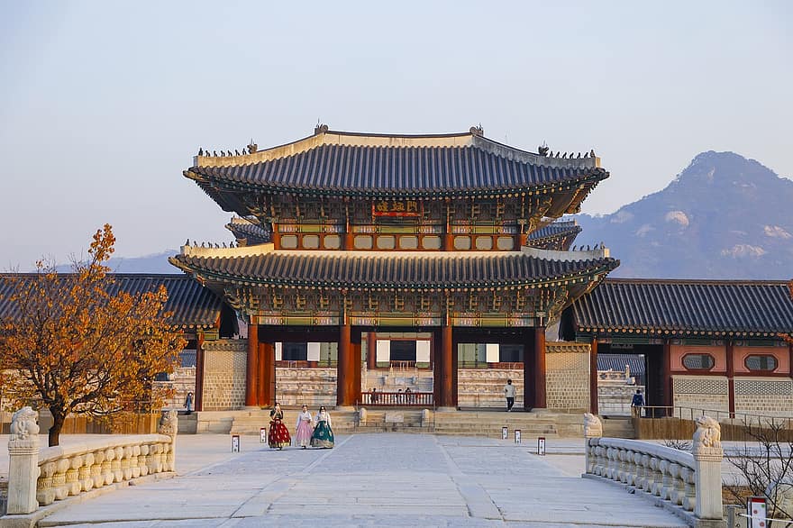 Saray, Kraliyet sarayı, Gyeongbok Sarayı, bina, geleneksel, seul, Kore, Kore Cumhuriyeti, seyahat