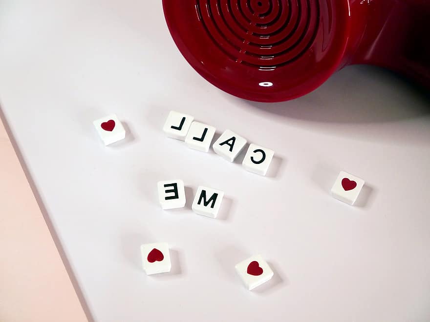 opkald, kærlighed, brev, hjerter, Valentins Dag, telefon