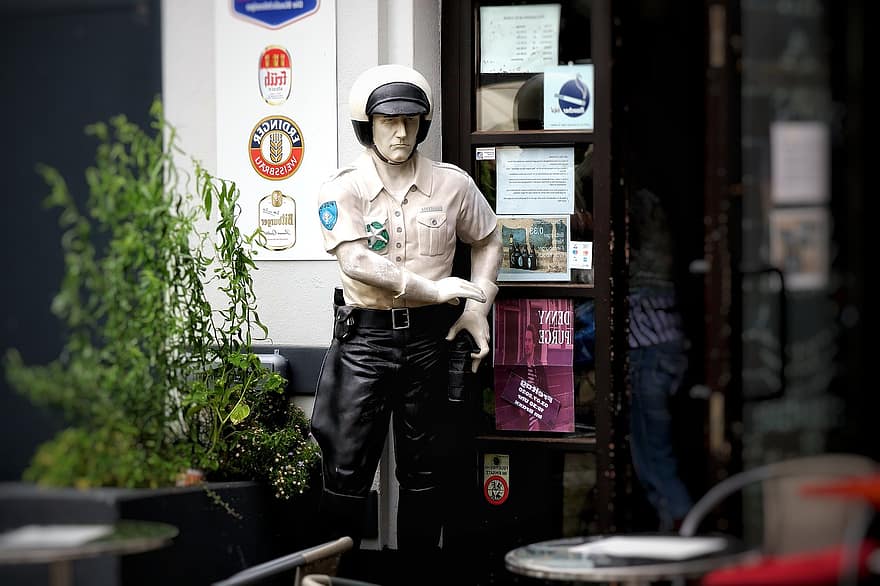 манекен дисплей, полицай, шлем, Униформена полиция, кръчма, деко