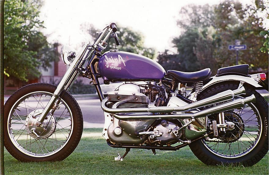 Motorcycle, Ariel Square Four, Custom Motorcycle, Motorbike, Vehicle, Chopped Ariel Square Four, chrome, transportation, sport, speed, engine