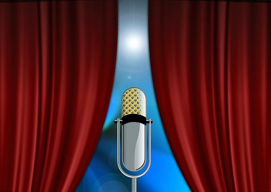 Curtain, Microphone, Event, Celebration, Stage, Meeting, Show, Lecture, Trade Fair, Recitation, Exhibition