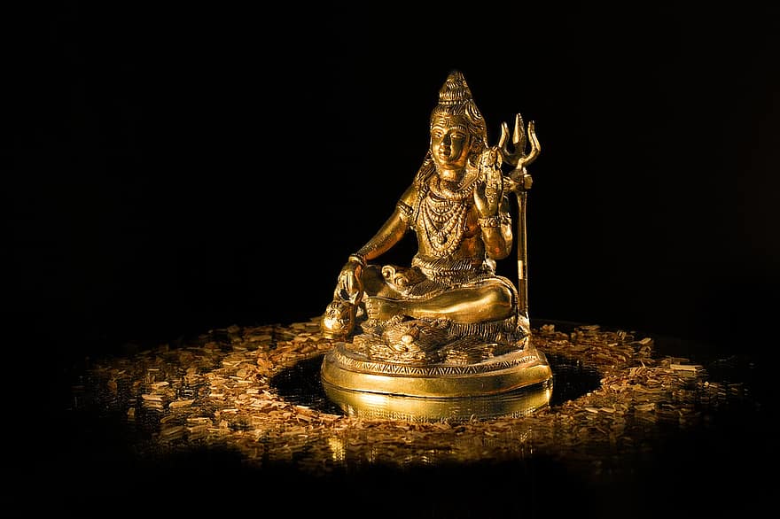 Shiva, posąg Śiwy, Indyjskie bóstwo, złoty posąg, religia, buddyzm, statua, duchowość, Pan Bóg, rzeźba, kultury