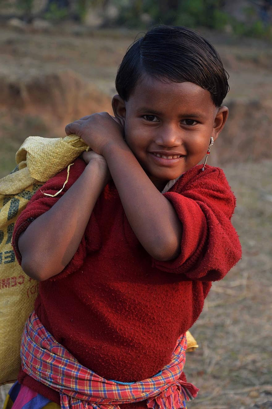 vaikas, berniukas, šypsena, vaikystėje, nekaltumo, asmuo, jharkhand, Indija