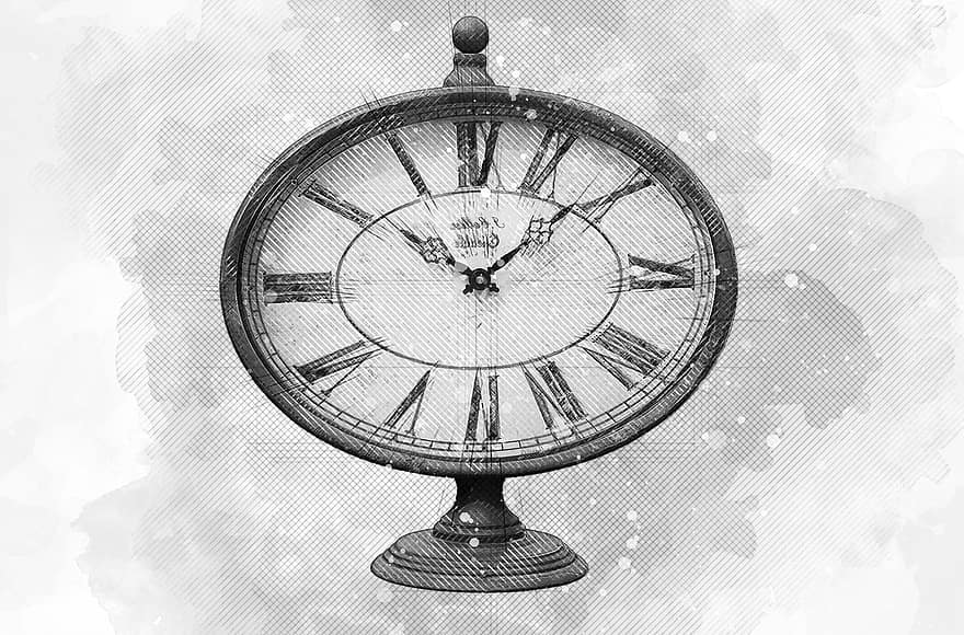 reloj, vendimia, antiguo, hora, papel, metal, decorativo, Steampunk, cuadro