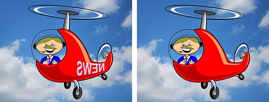 Air, Aviation, Cartoon, Clouds, Fly, Helicopter, Human, Male, Man, News, Pilot