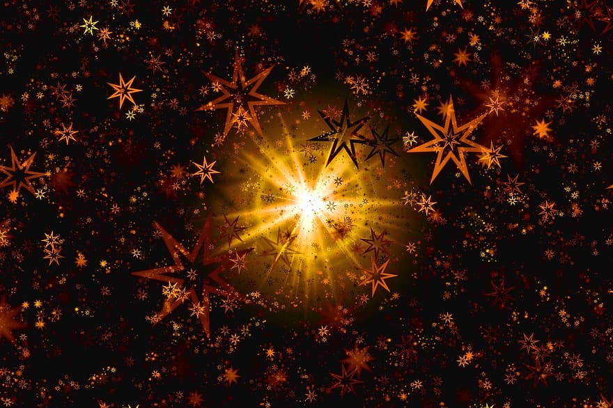 Star, Shining, Christmas, Background, Light, Fantasy, Poinsettia, Rays, Mystical, Atmosphere, Galaxy