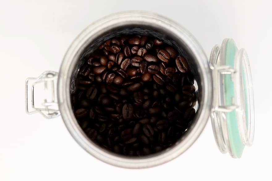 kaffebønner, krukke, kaffe, koffein, brun, bønner, cappuccino, mocha, restaurant, espresso, kafe