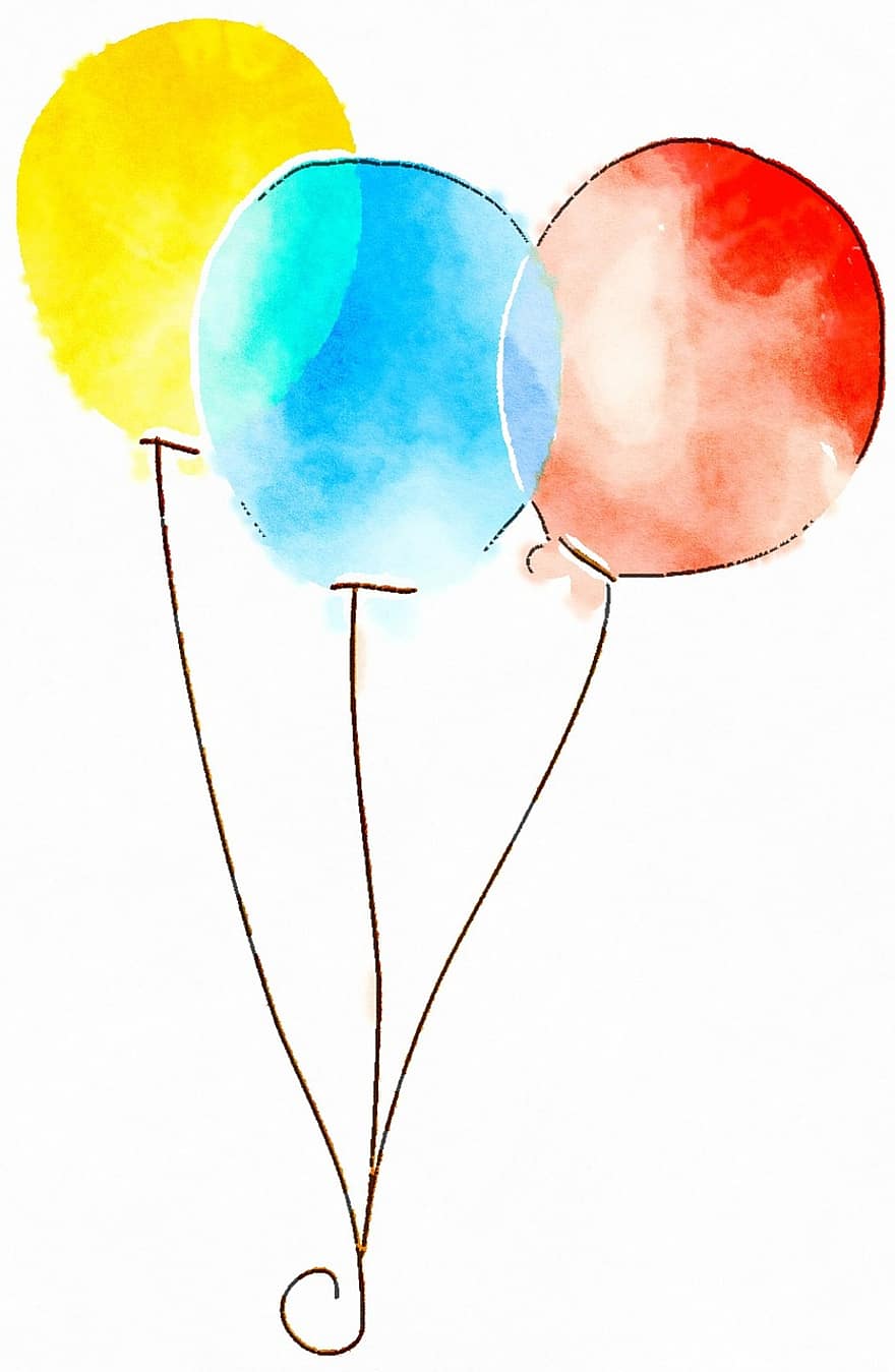акварел, боя, смесица, мастило, рожден ден, балони, случаи, страна, партии, празнувам