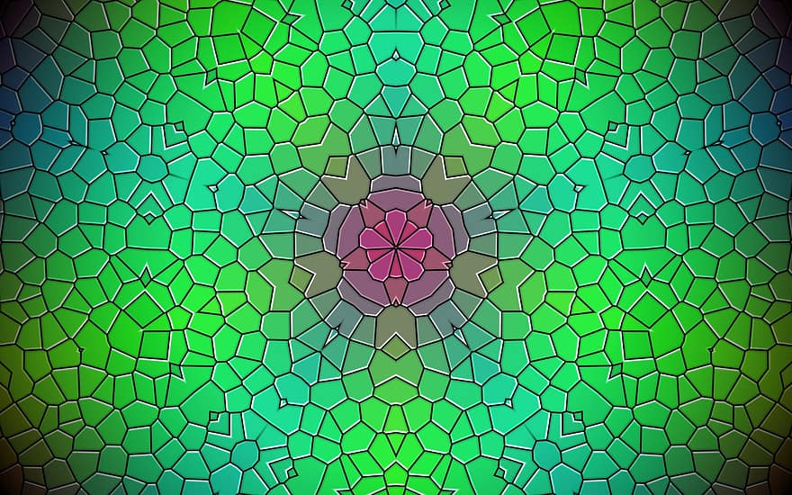 Rosette, Mandala, Kaleidoscope, Green Background, Green Wallpaper, Ornament, Wallpaper, Decor, Decorative, Symmetric, Texture