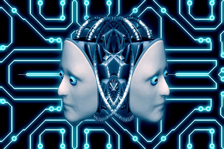 digital, robot, framåt-, teknologi, cyborg, digitalisering, ansikte, android, robotik, nätverk, sci fi