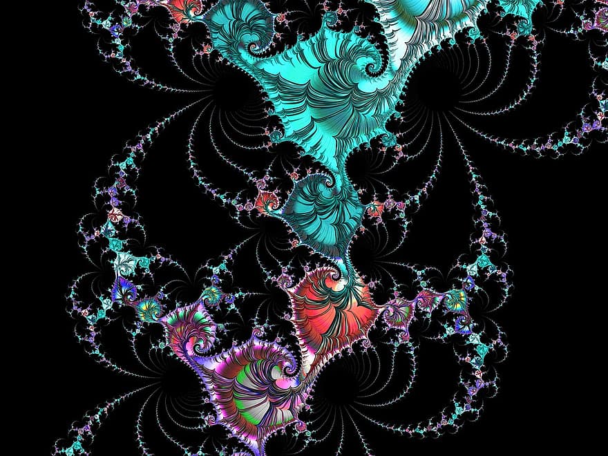 fractal, värikäs, abstrakti, esteettinen, väri-, filigraanityö, rakenne
