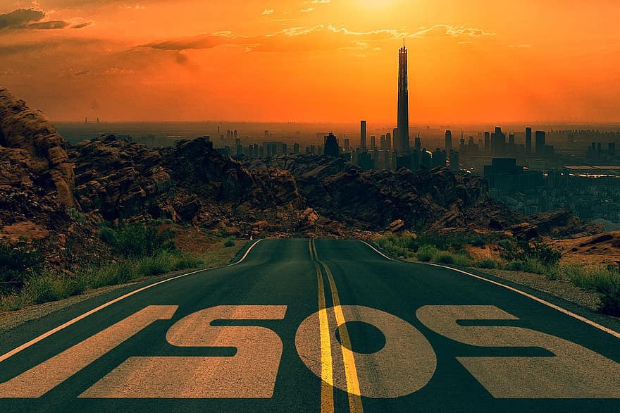 Road, New Year, 2021, City, Buildings, Skyscrapers, Pavement, Asphalt, Roadway, Year, Hill