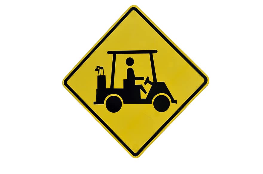 forgalom, Figyelem, jel, veszély, golfkocsi, átkelés, szimbólum, Vigyázat, golf, szállítás, biztonság