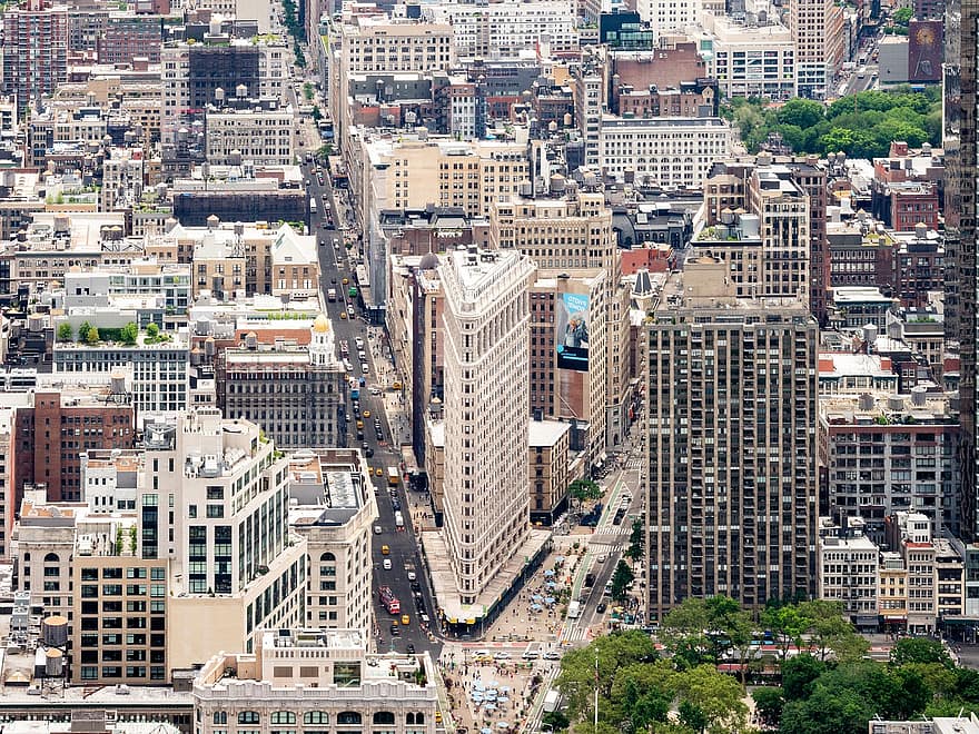 Manhattan, by, new york, skyline, nyc, Forenede Stater, USA, bybilledet, skyskrabere, skyskraber, luftfoto