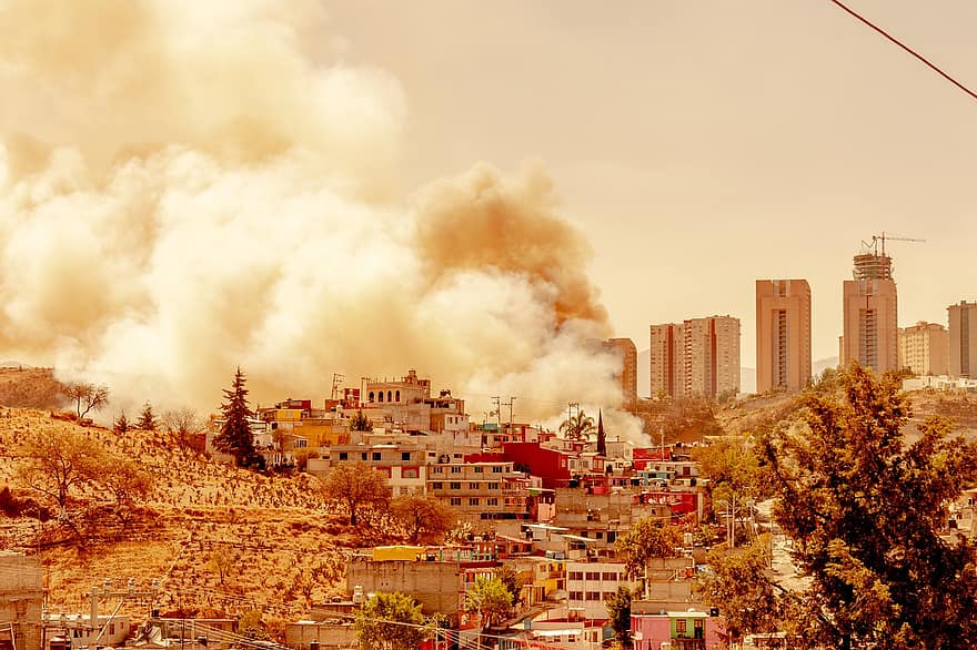 fum, foc, război, epocă, retro, galben, structura fizică, fenomen natural, distrugere, exteriorul clădirii, flacără