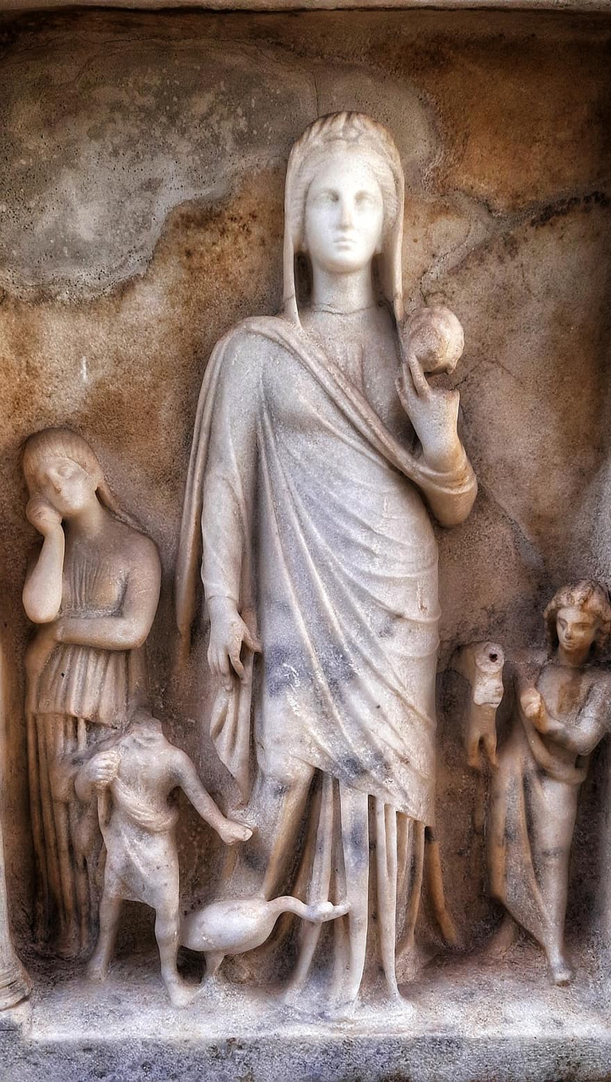 скулптура, изкуство, жена, античен, Стоящ надгробен камък, Анадола, музей, произведения на изкуството, християнство, религия, статуя