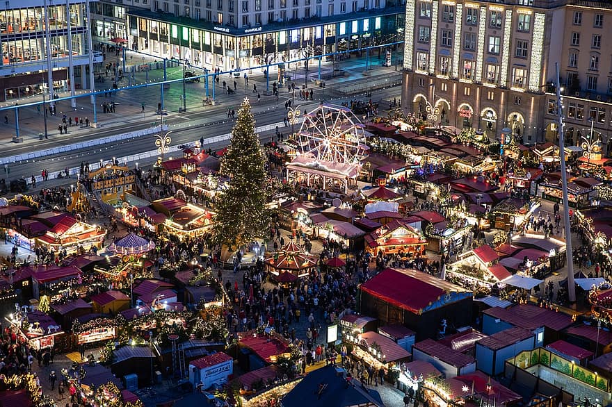 dresden, julmarknad, stad, lampor, marknadsföra, fyrkant, högtider, nyår, jul, traditionell, kultur