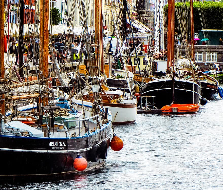 Koppenhága, Dánia, Európa, csónak, boatyard, vízi, hajó, vitorlás, víz, vitorlázás, jacht