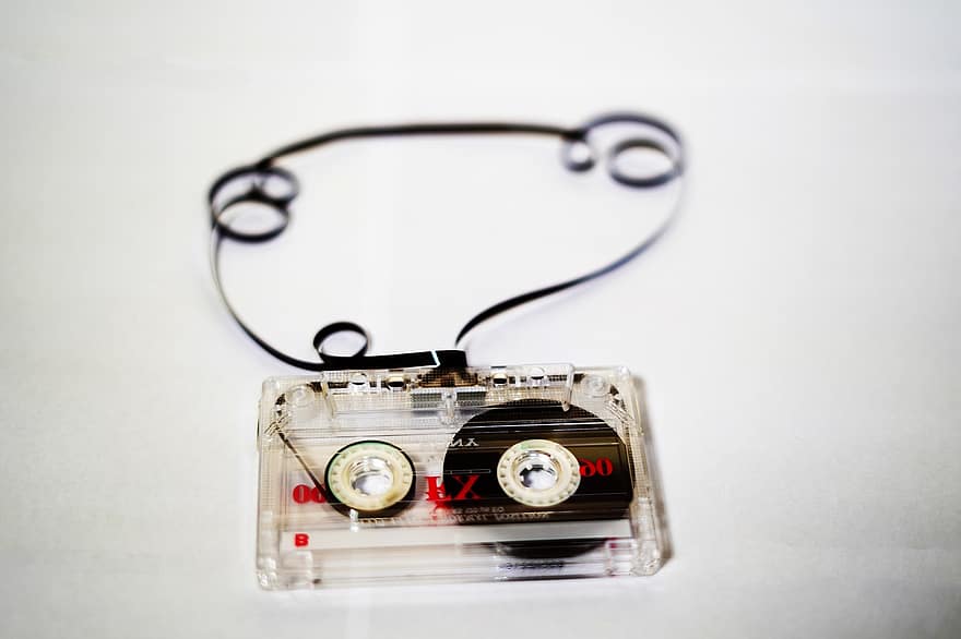 kassette, lyd, musik, årgang, bånd