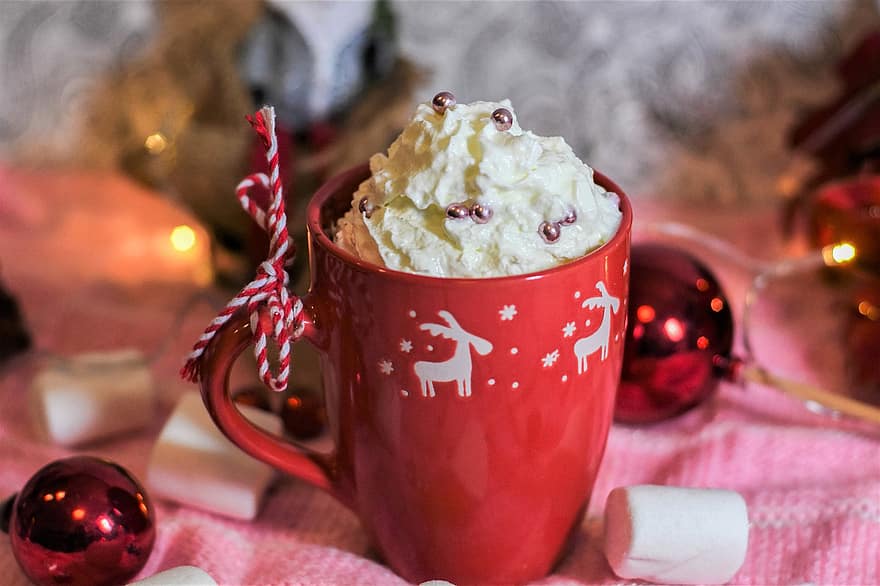 पीना, कोको, मार्श मैलो - एक प्रकार की मिठाई, चॉकलेट, गरम, क्रिसमस, आगमन