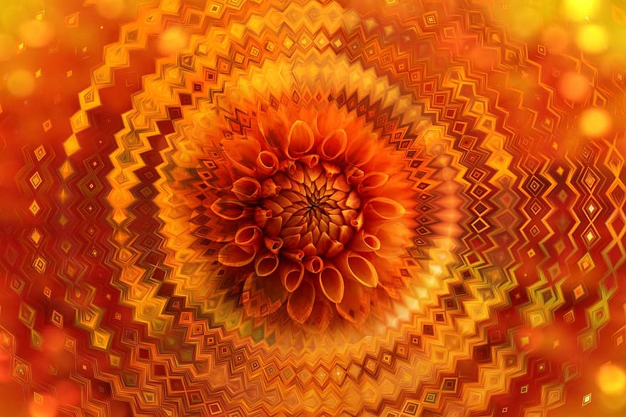 abstraktní, jiřina, oranžový, podzim, barva, kaleidoskop, květ, vzor, tapeta na zeď, struktura, Pozadí