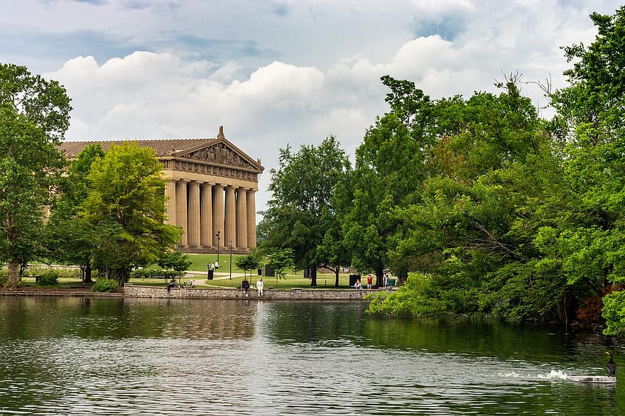 parthenon, công viên trăm năm, ao, Nashville, Tennessee, Bản sao Parthenon, viện bảo tàng, xây dựng, ngành kiến ​​trúc, bản sao, hồ nước