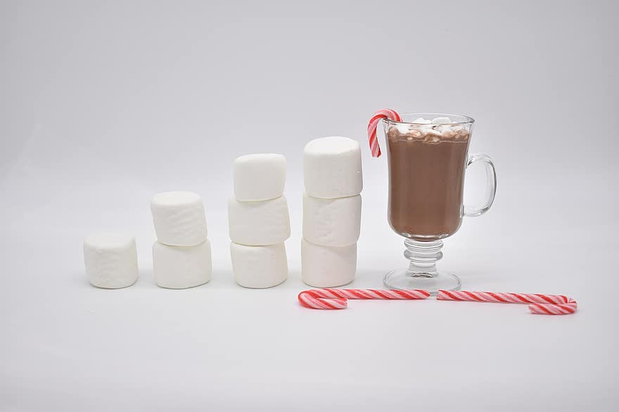 Natal, coco, bastão de doces, marshmallows