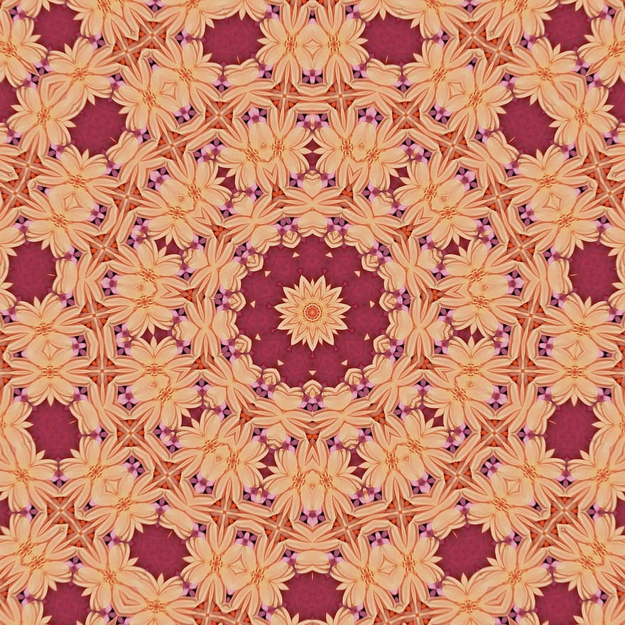 Abstract Art, Abstract Background, Floral Background, Colorful Background, Colorful, Mandala, Kaleidoscope, Flower, Orange, Red, Design