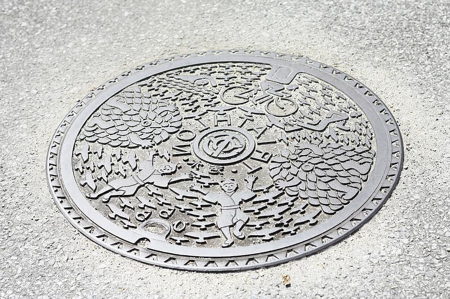 Manhole Cover, Road, Okinawa, Japan, Hole, Street