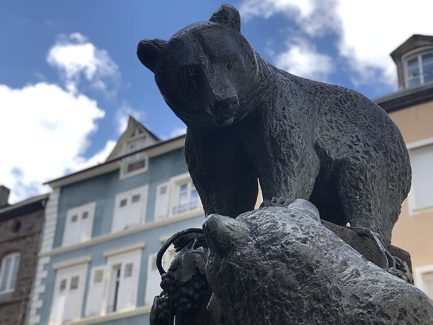 beruang, patung, tengara, historis
