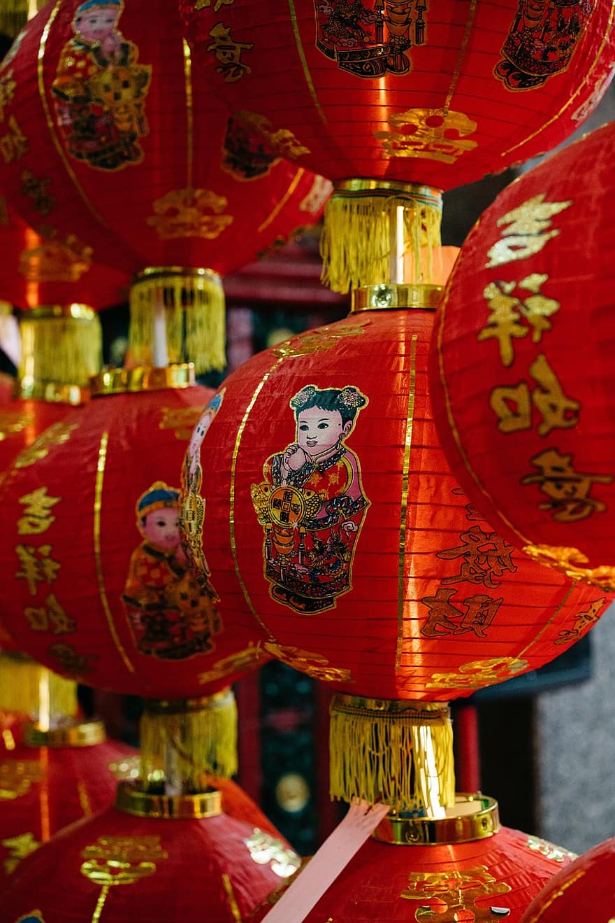 lentera, dekorasi, Asia, cahaya, simbol, seni, lentera merah, budaya, festival, oriental, tradisional