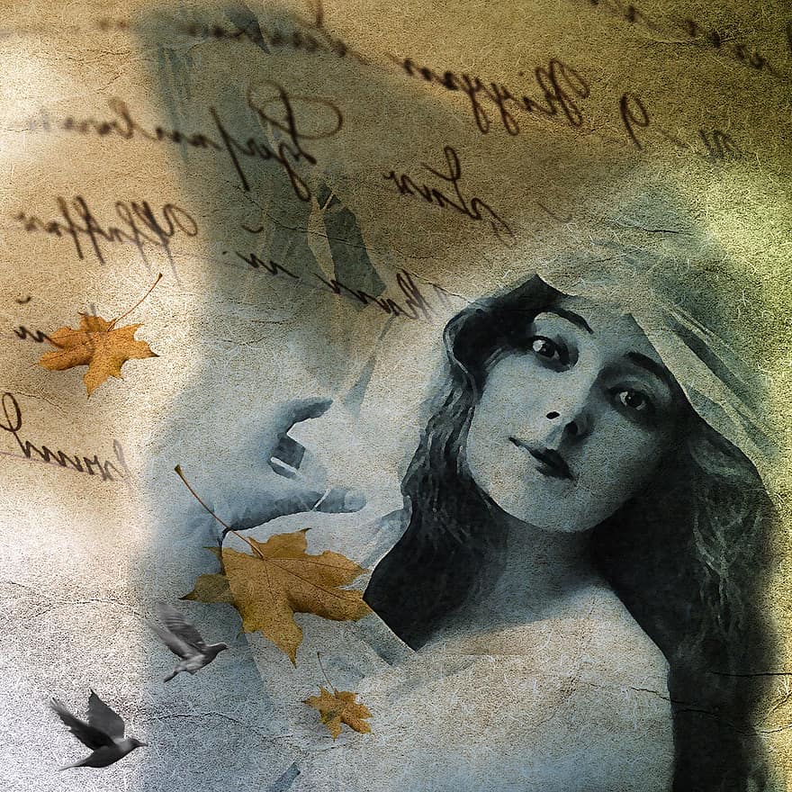 Vintage, Paper, Letter, Girl, Woman, Lady, Face, Background, Female, Memories, Miss You