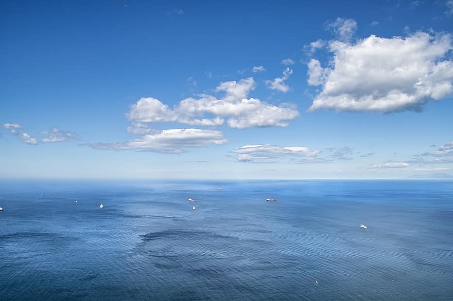 panorama, mar, agua, querida, nuvens, barcos, marina, ao ar livre, azul, verão, nuvem