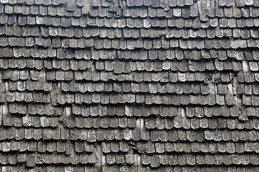 střecha, dlaždice, dřevo, starý, zvětralý, dřevěná střecha, střešní tašky, Dům, architektura, historický, vzor