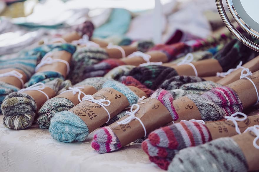 чорапи, правя, прежда, плетен, ръчно изработен, художник, изработени, текстилни тъкани, подарък, многоцветни, култури