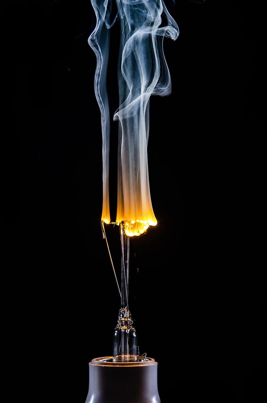Incandescent, Light, Smoke, Light Bulb, Fire, Flame, Electricity, close-up, natural phenomenon, backgrounds, heat