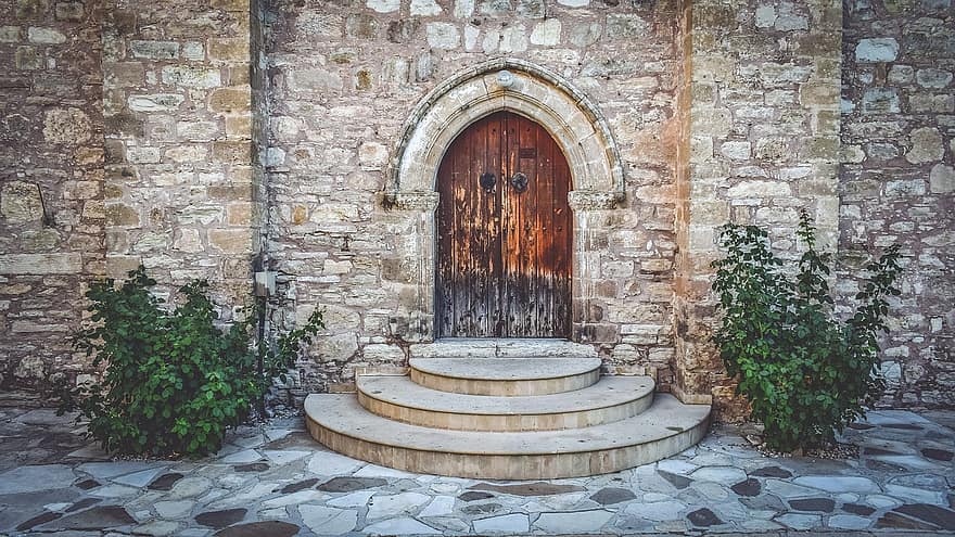 drzwi, architektura, wejście, klasztor, stary