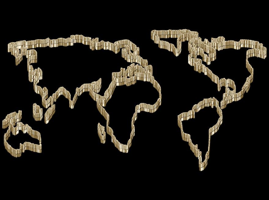 pasaulio žemėlapis, ornamentas, 3d, trimatis
