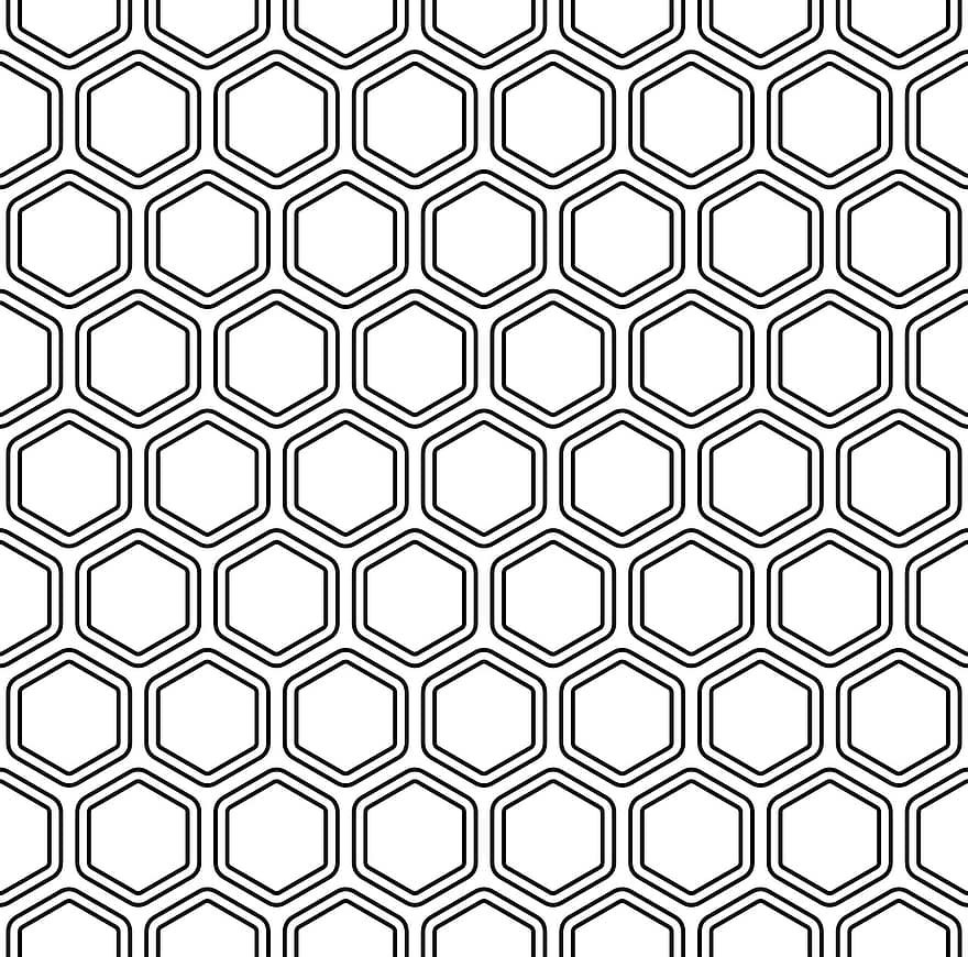 patrón hexagonal, modelo, hexágono, fondo, repitiendo, monocromo, miel, Patrón de celda, célula, polígono, línea