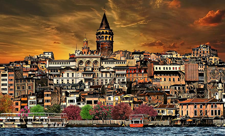 갈라 타, 이스탄불, 탑, 터키, 베이글루스, 늙은, 시티, 관광 여행, 여행, 건축물, 역사적인